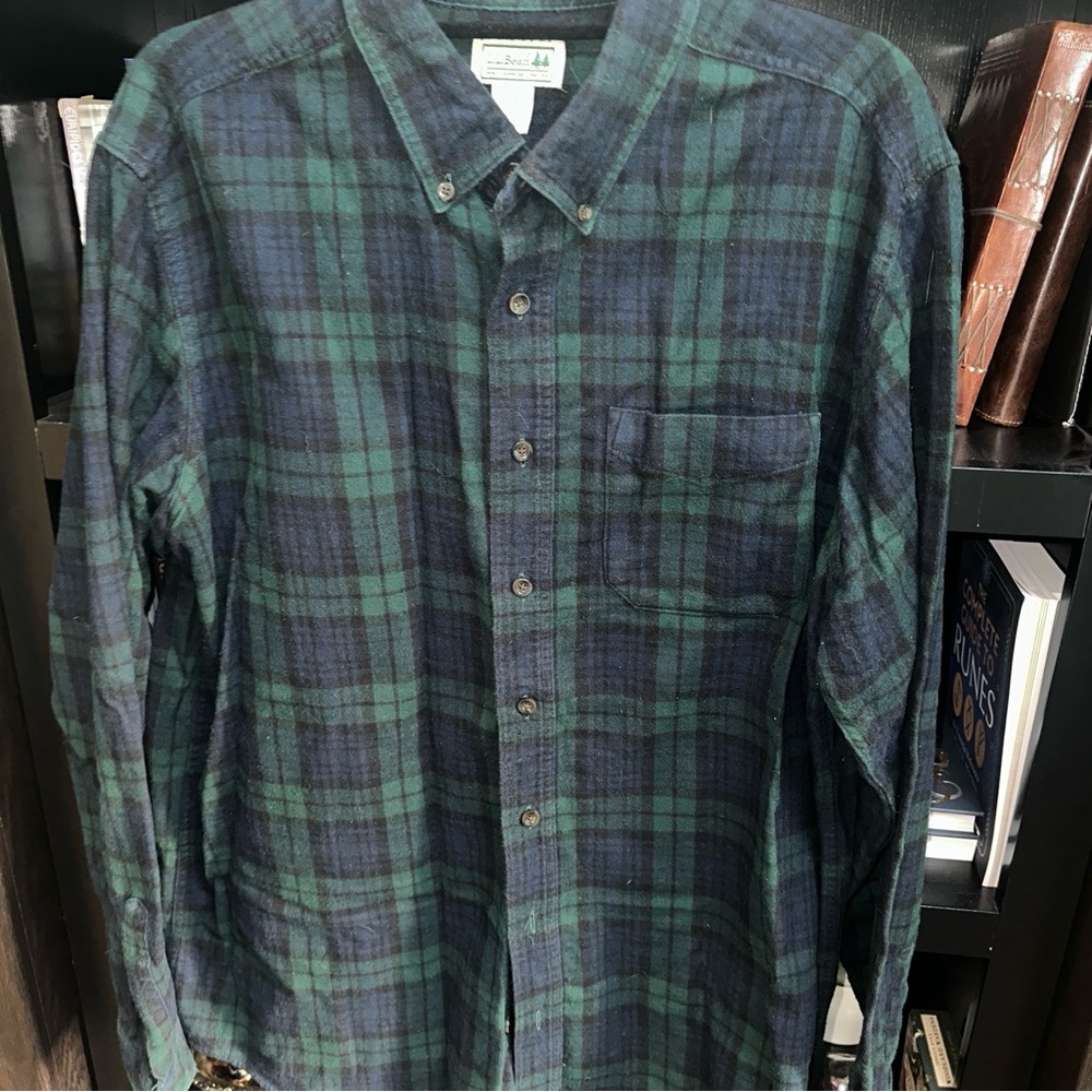 L.L. Bean Casual Plaid Shirt in Green and Blue